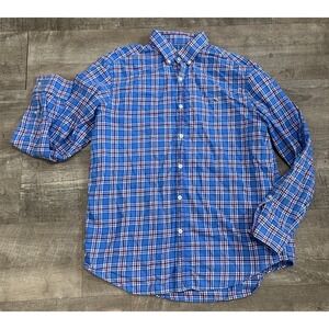 Vineyard‎ Vines Shirt Men's Large Classic Whale Flannel Plaid Blue Button Shirt